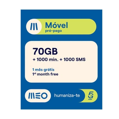 Cartão MEO Móvel pré-pago 50GB + 1000 + 1000