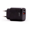 Carregador de rede Universal Fast Charger (PD) Dual Type-C / USB COOL (20W) Preto