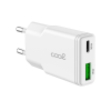 Carregador de Rede Universal Fast Charger (PD) Dual Type-C / USB COOL (30W) Branco