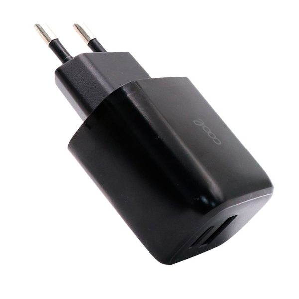 Carregador de rede Universal Fast Charger (PD) Dual Type-C / USB COOL (20W) Preto