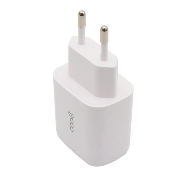 Carregador de rede Universal Fast Charger (PD) Dual Type-C / USB COOL (20W) Branco