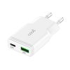 Carregador de Rede Universal Fast Charger (PD) Dual Type-C / USB COOL (30W) Branco