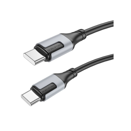 BX101_P Cabo de dados borofone tipo-c para tipo-c bx101 60w 3a 1m preto