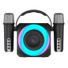 Alto-falante musical Bluetooth universal 6W COOL Mini Karaokê Party + 2 Microfones Preto