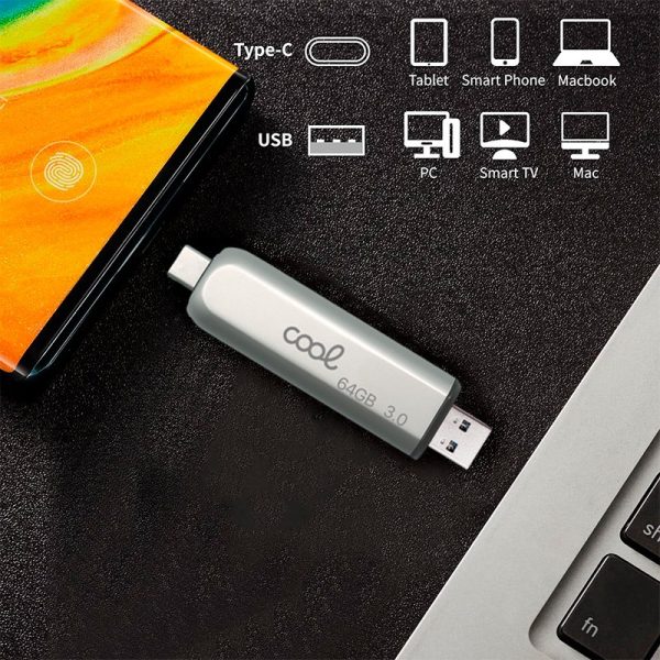 Pen Drive USB x64 GB 3.0 COOL (2 in 1) Tipo-C / USB